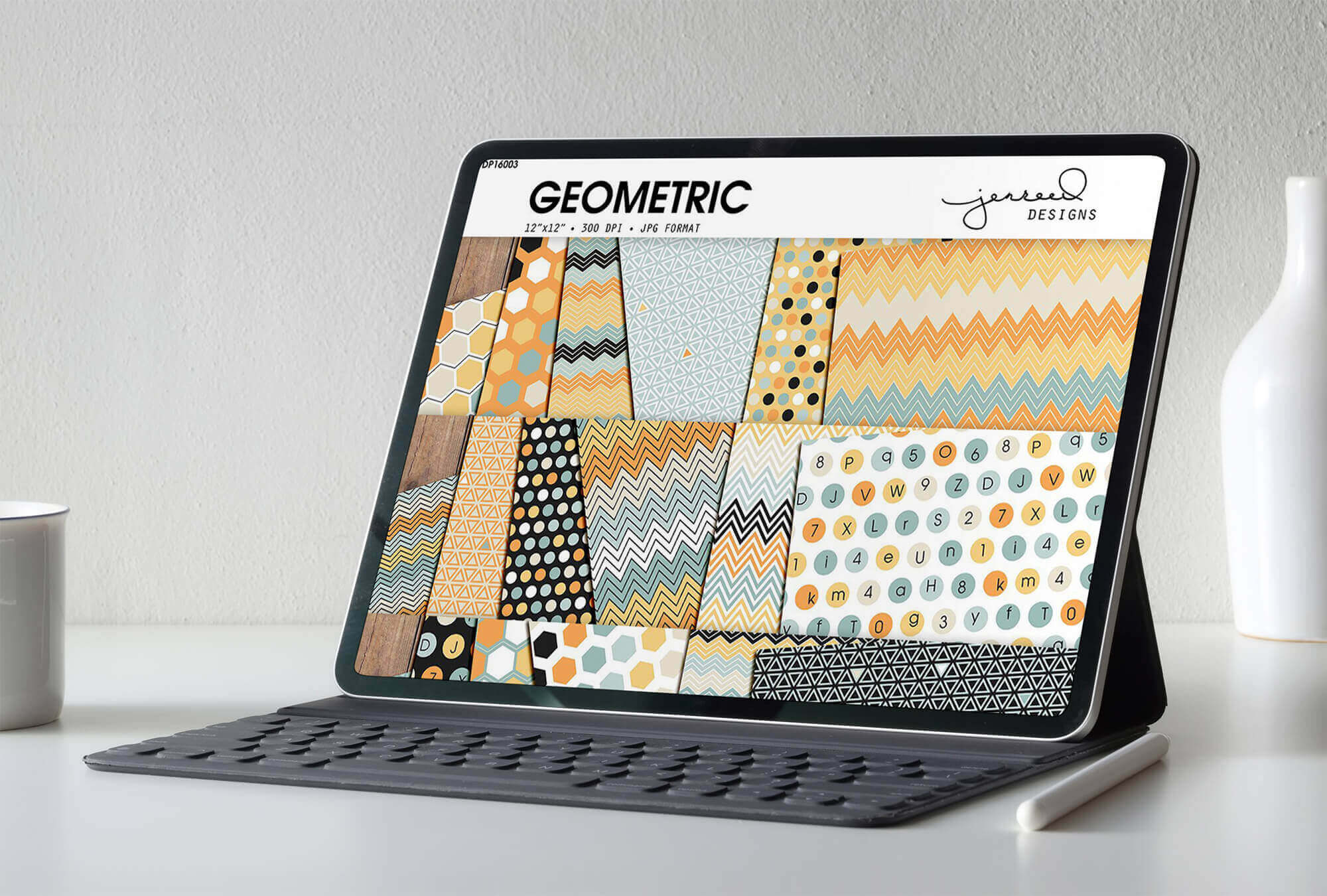 Preview Seamless Geometric Pattern on Notebook.