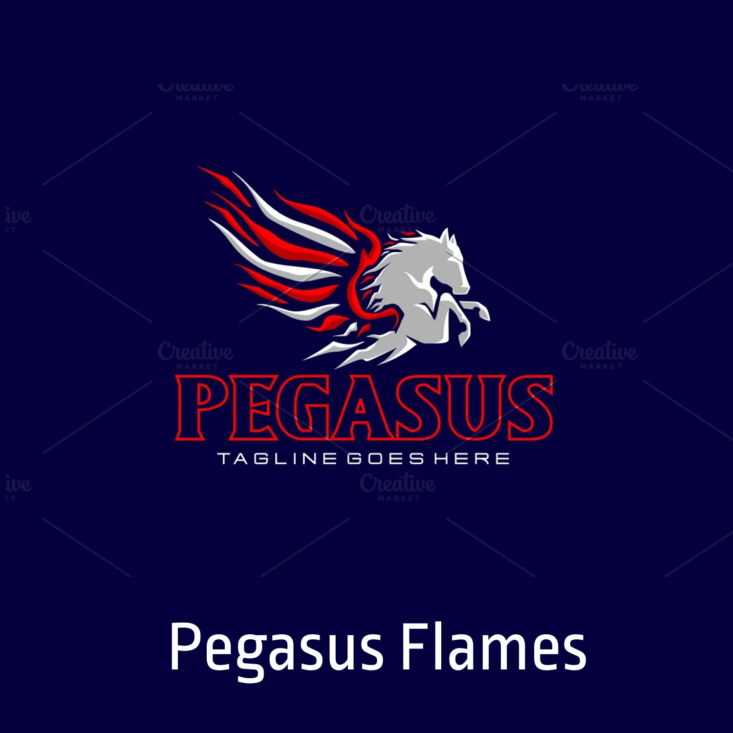 Pegasus mono color logo company name.
