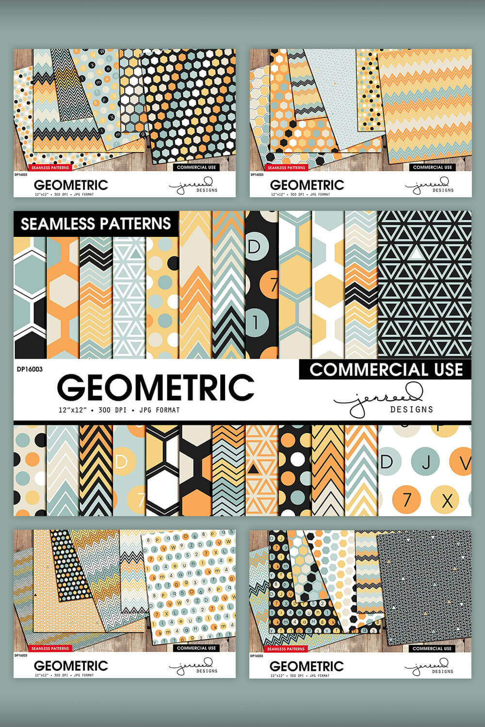 Geometric Seamless Patterns for Commercial Use.
