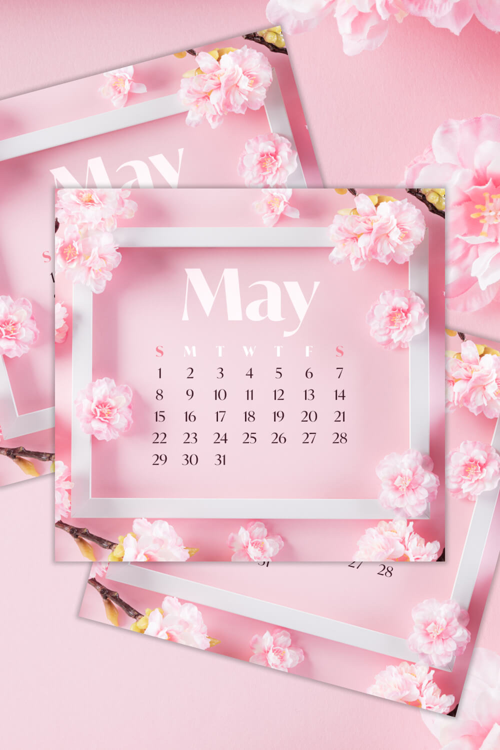 Free Pink Editable May Calendar pinterest.