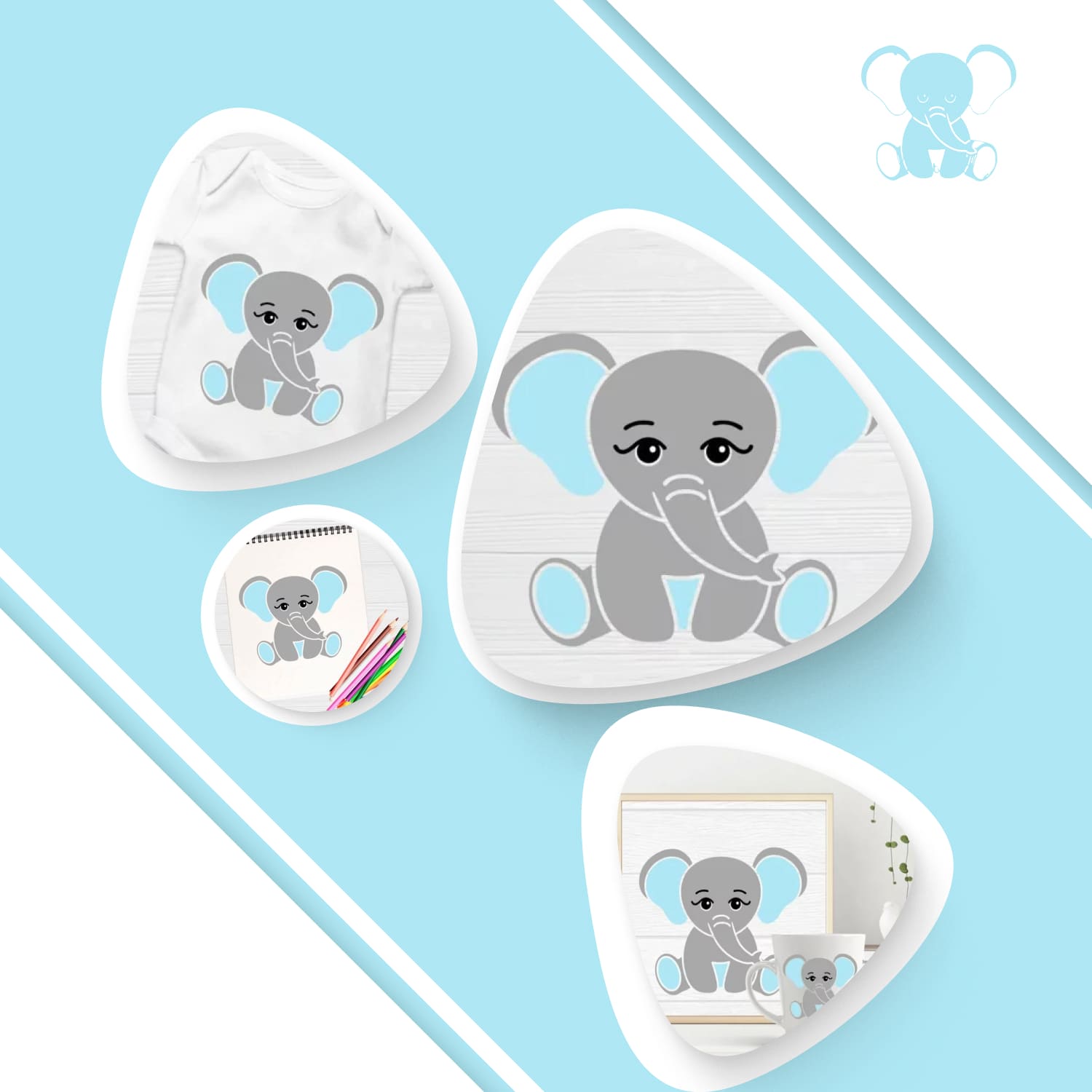 Preview image cute little baby boy elephant svg.