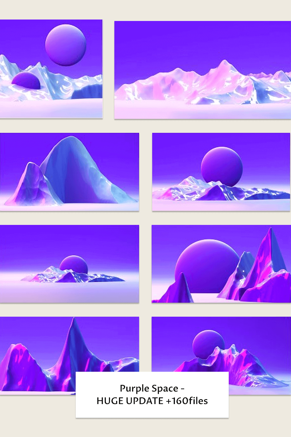 Various Pictures in Blue and Violet Color of Purple Space.
