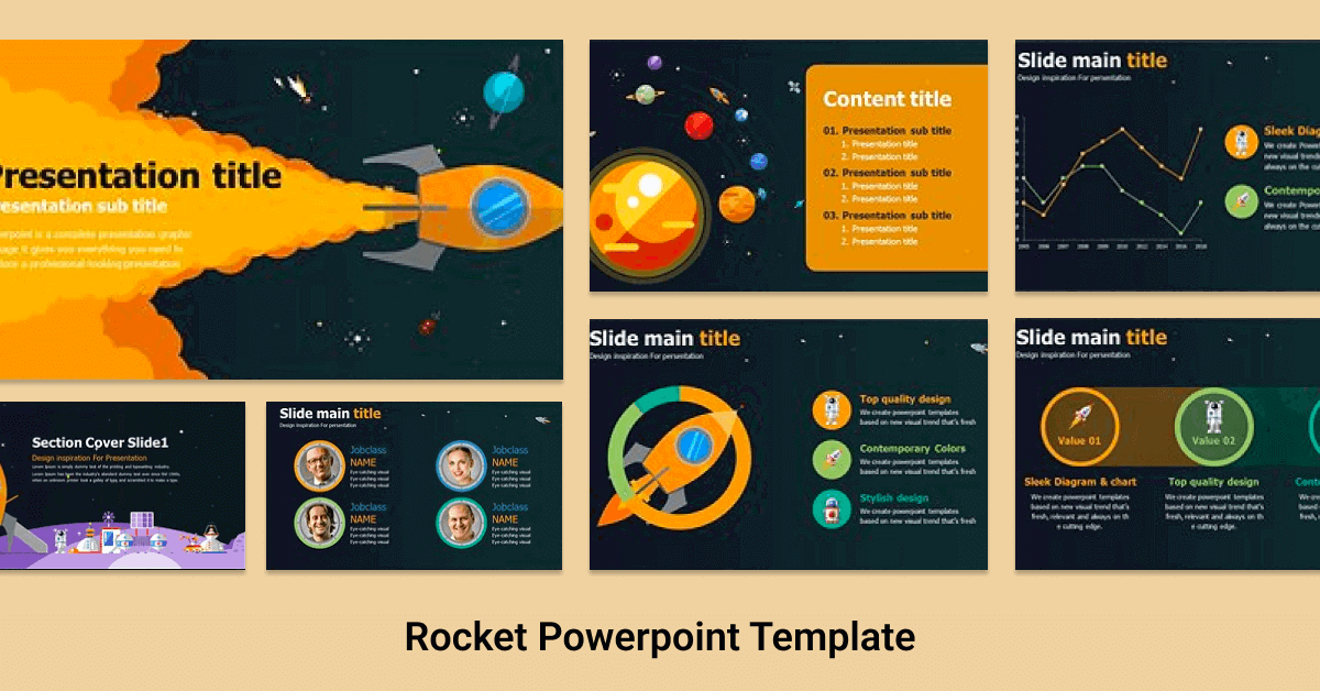 Stylish Design Rocket Powerpoint Template.