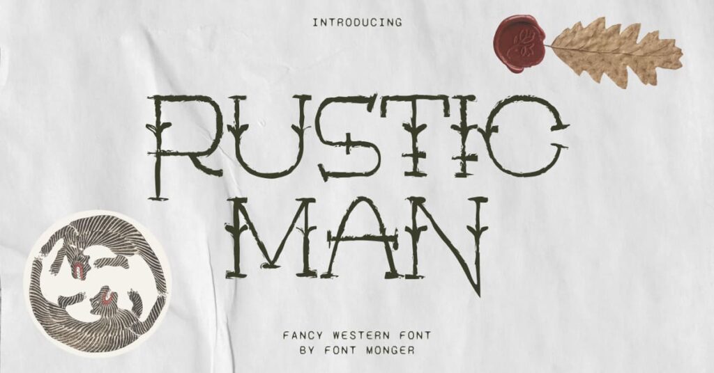 Rustic man free font Facebook collage image by MasterBundles.