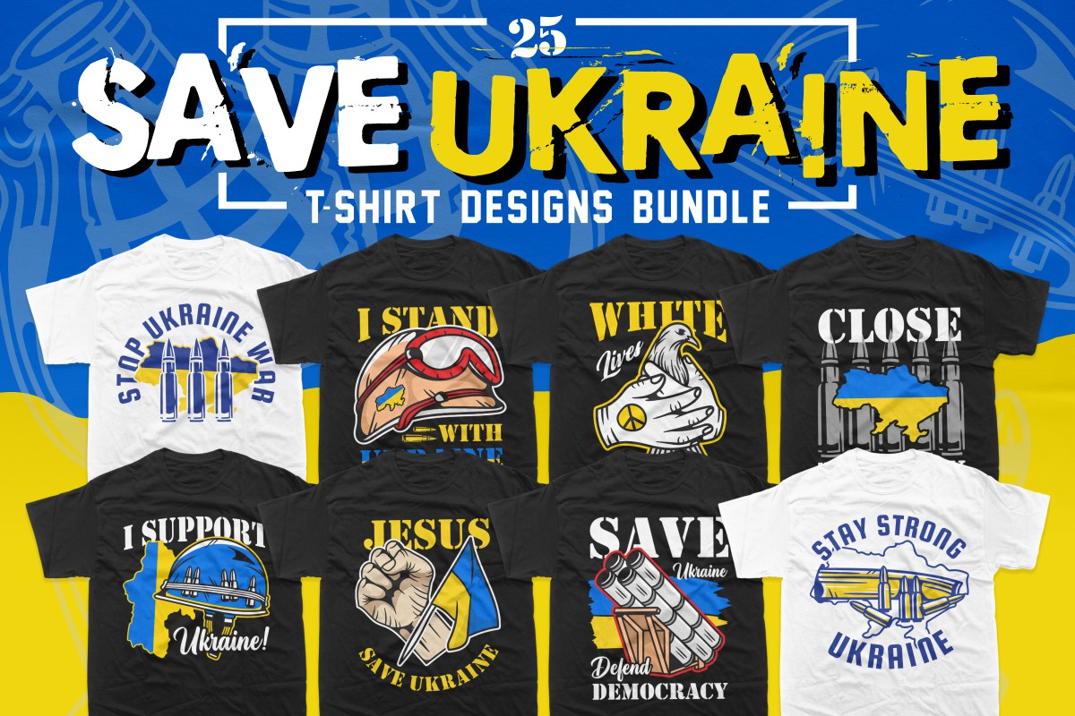 SAVE UKRAINE T-shirt Designs Bundle facebook cover.