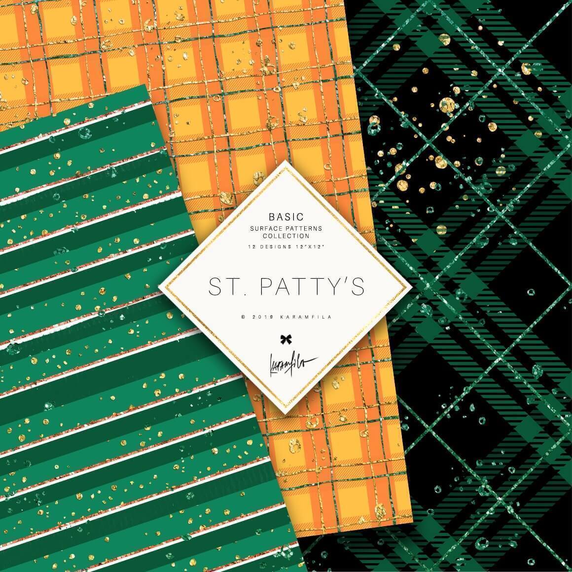 Green and Orange Patterns Collection St. Patty's.