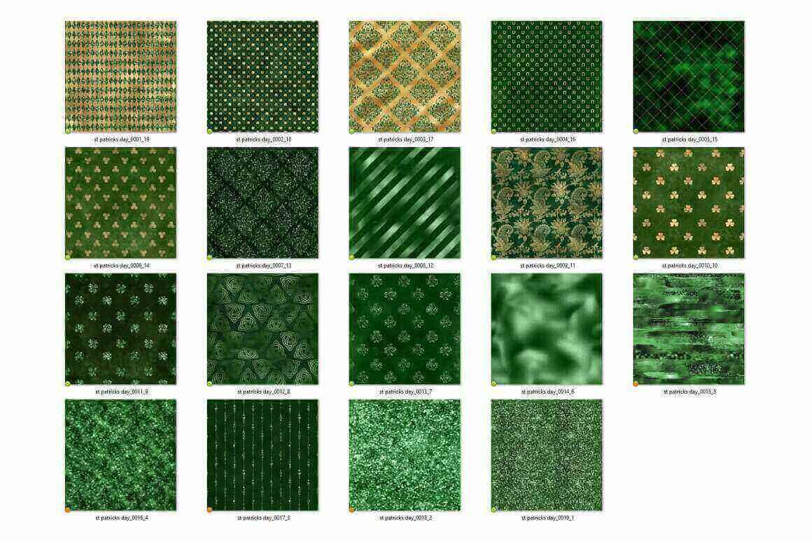 Gold and Green Patterns for St. Patrick's Day.