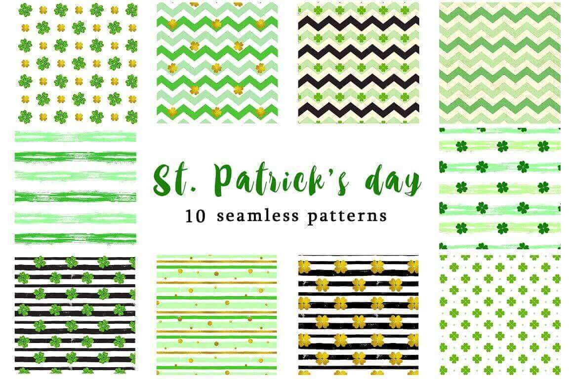 10 Seamless Patterns for St. Patrick's Day.