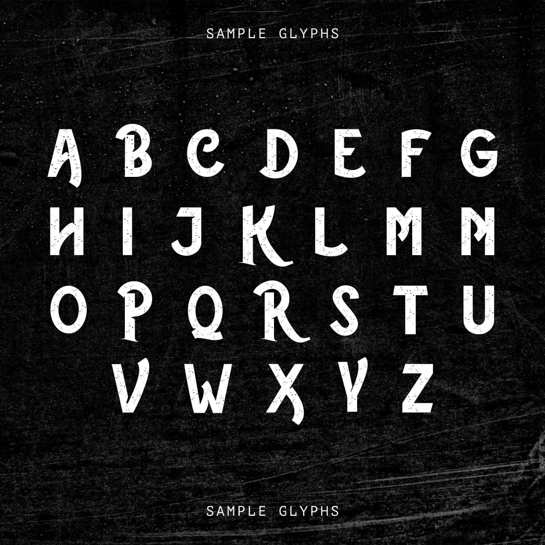 The rustic free font sample glyphs.