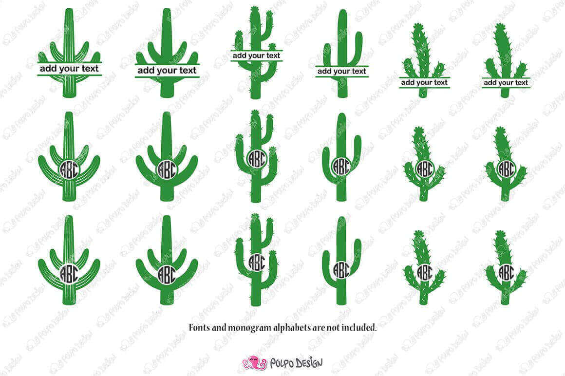 Cactuses with Black Words.