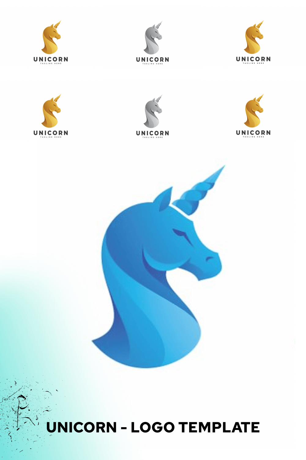 Unicorn mono color logo company name.