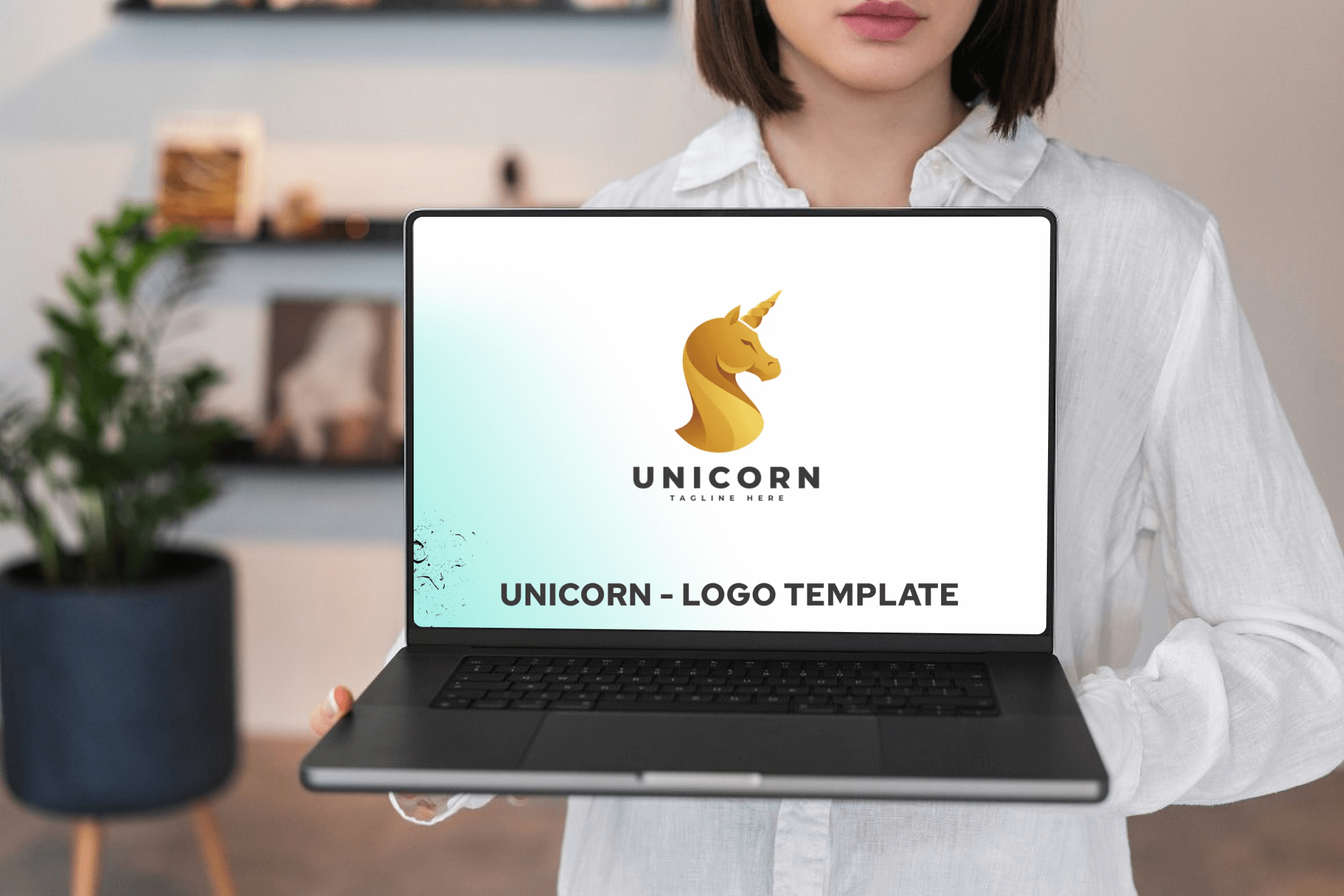 Unicorn concept design on laptop.
