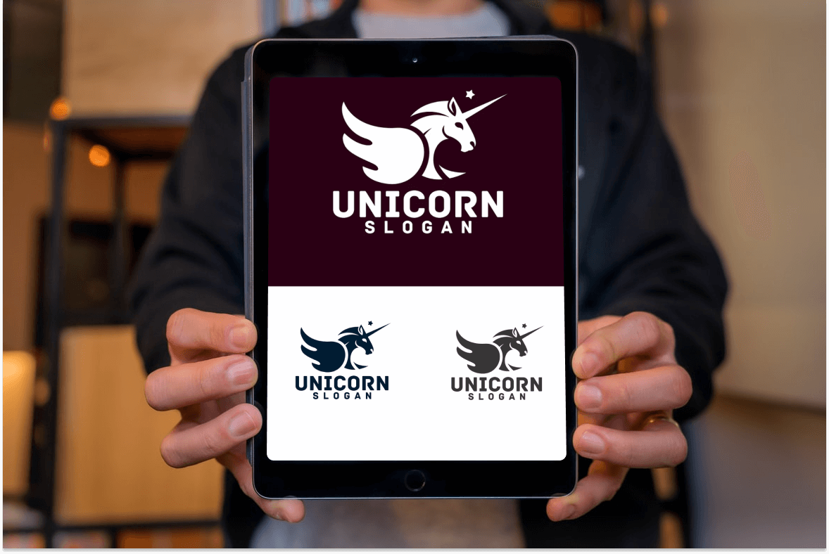 Unicorn concept design on tablet.