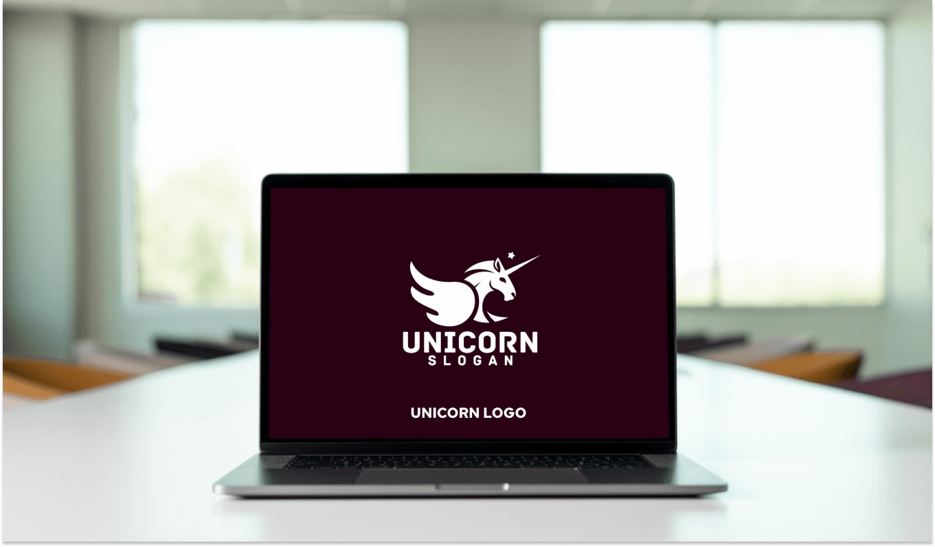 Unicorn concept design on laptop.