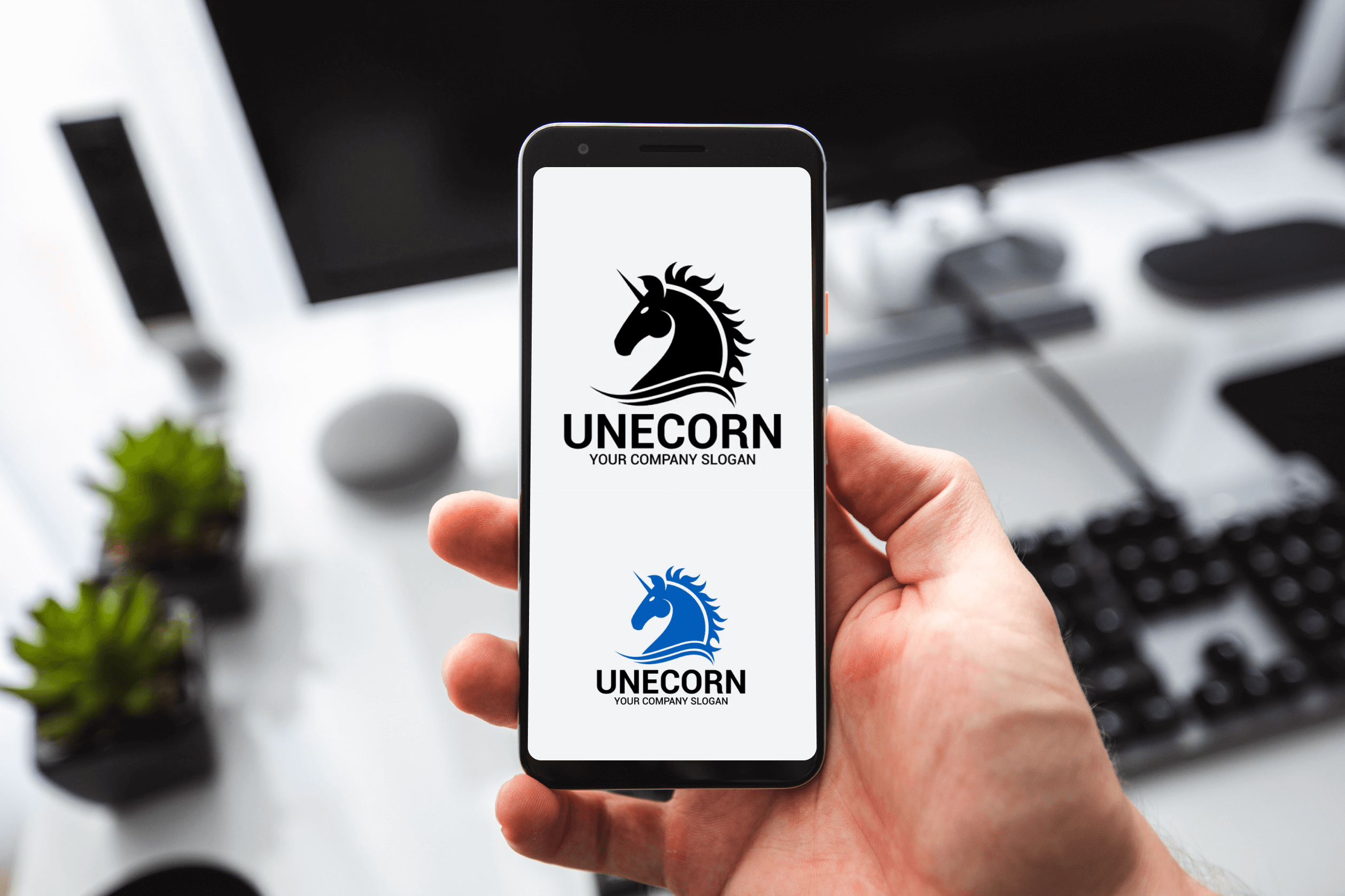 Unecorn concept design on phone.