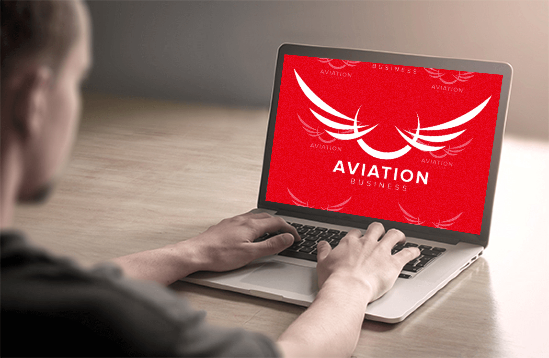 Wing airlines concept design on laptop.
