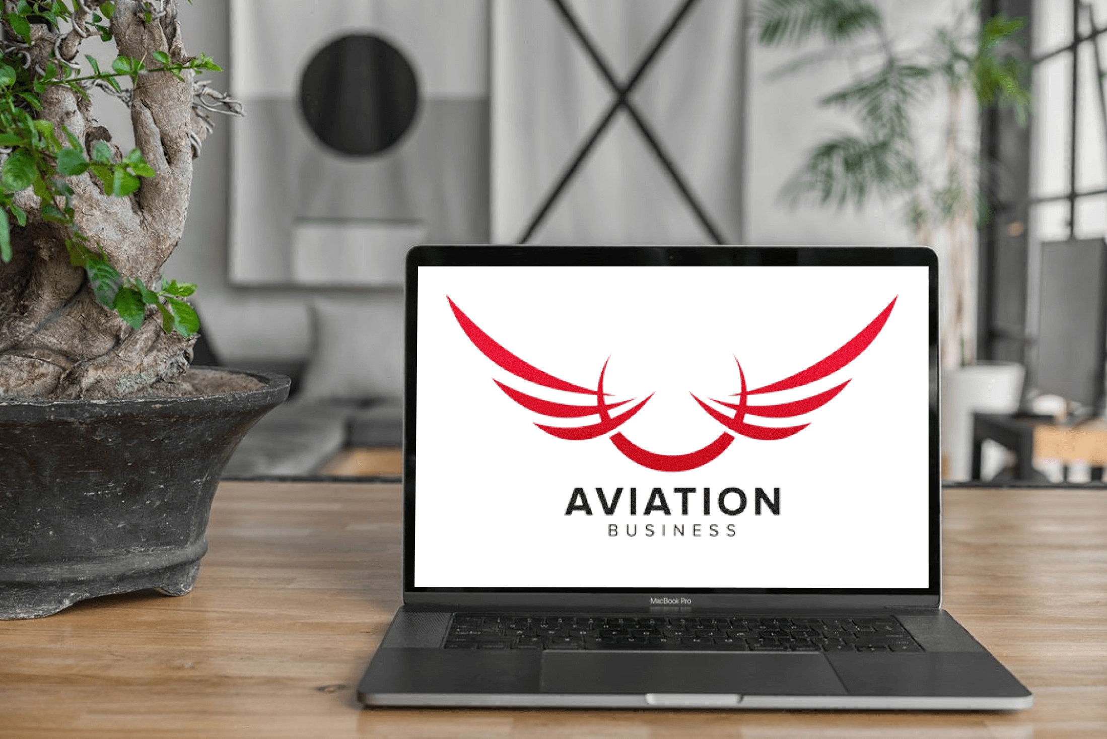 Wing airlines concept design on laptop.