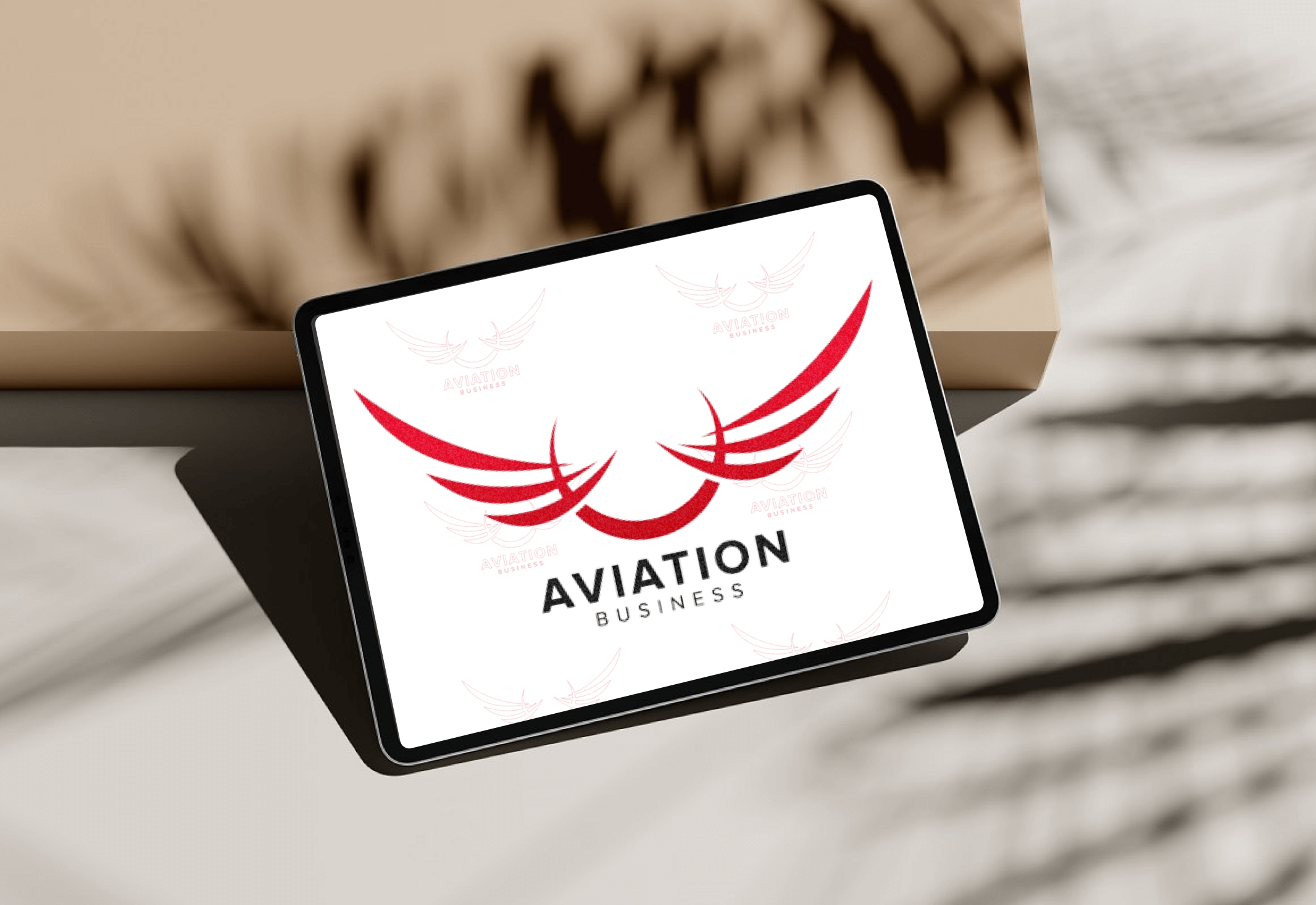 Wing airlines concept design on tablet.
