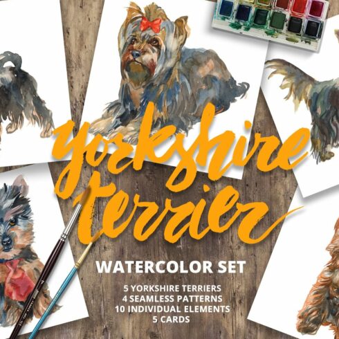 yorkshire terrier watercolor set