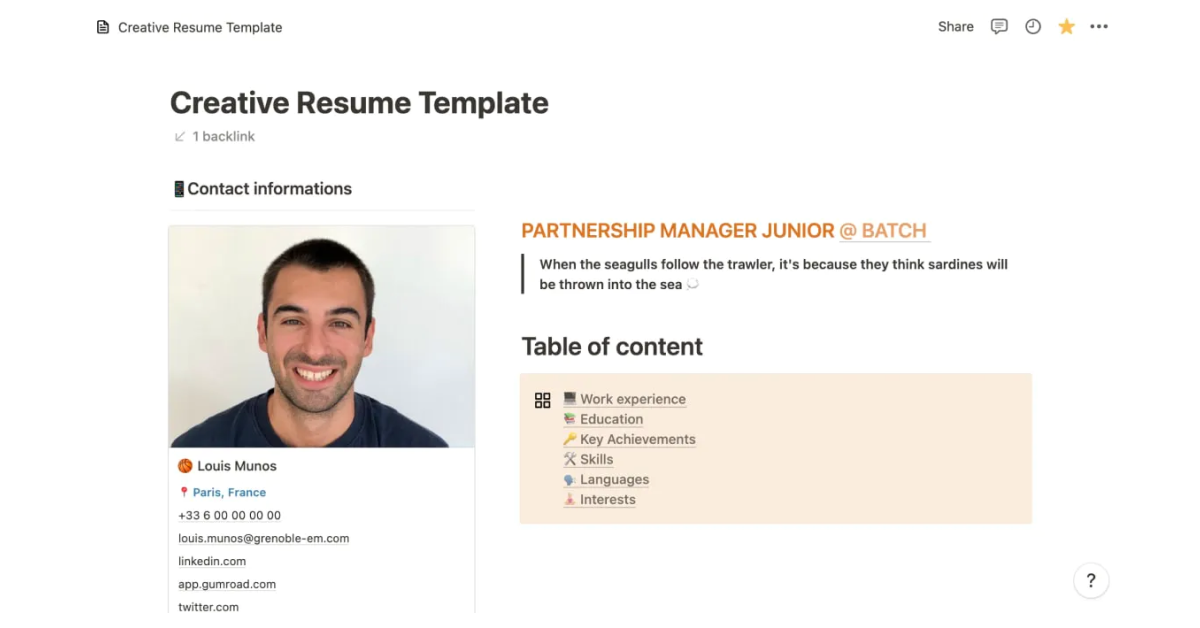 Creative resume template.