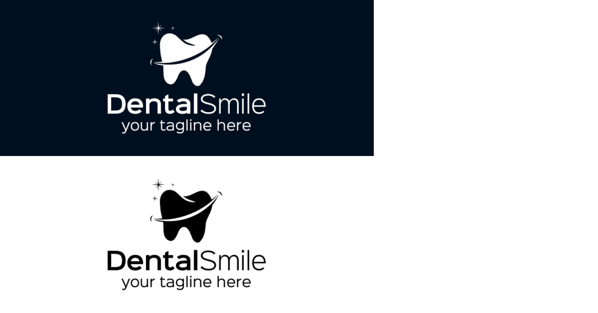 Dental Smile on White and Black Background.