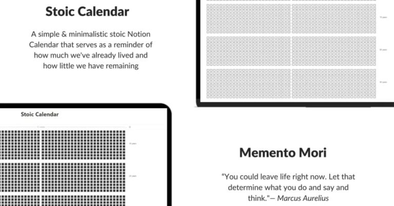 Stoic Life Calendar Notion Template – MasterBundles