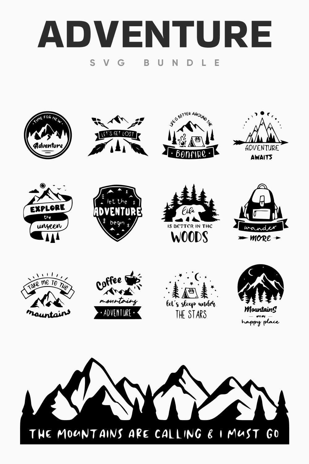 Interesting logos on the theme of mountains and forests.