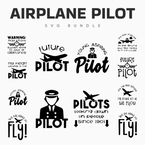 Airplane pilot SVG bundle.