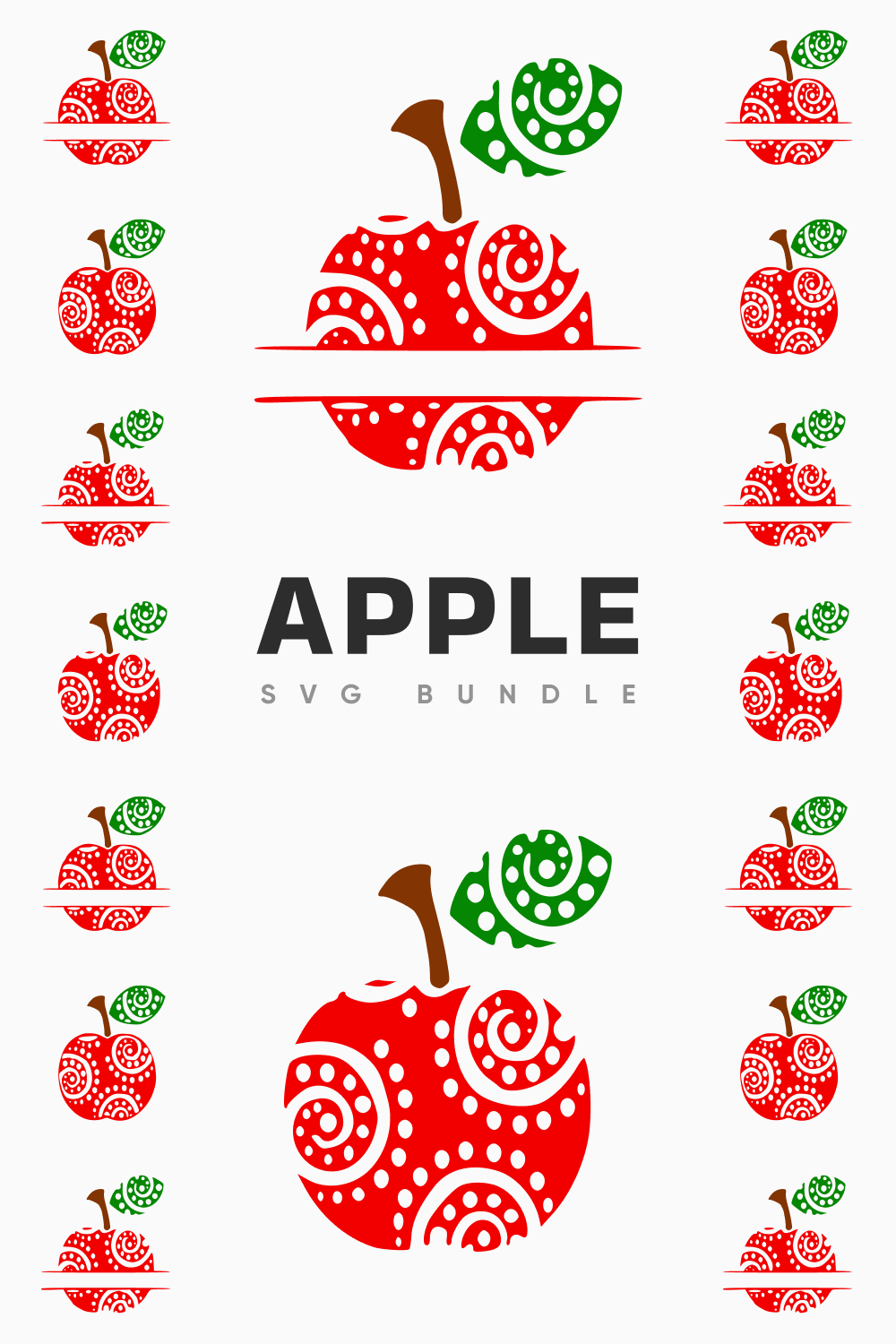 Green Leaf and Apple with Design.