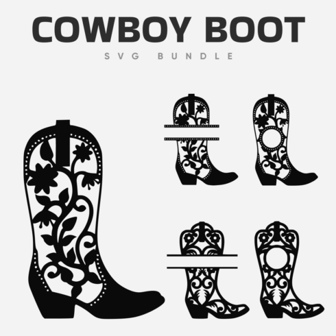 Black Pattern Cowboy Boot.
