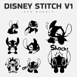 Black color disney stitch v1 SVG bundle.