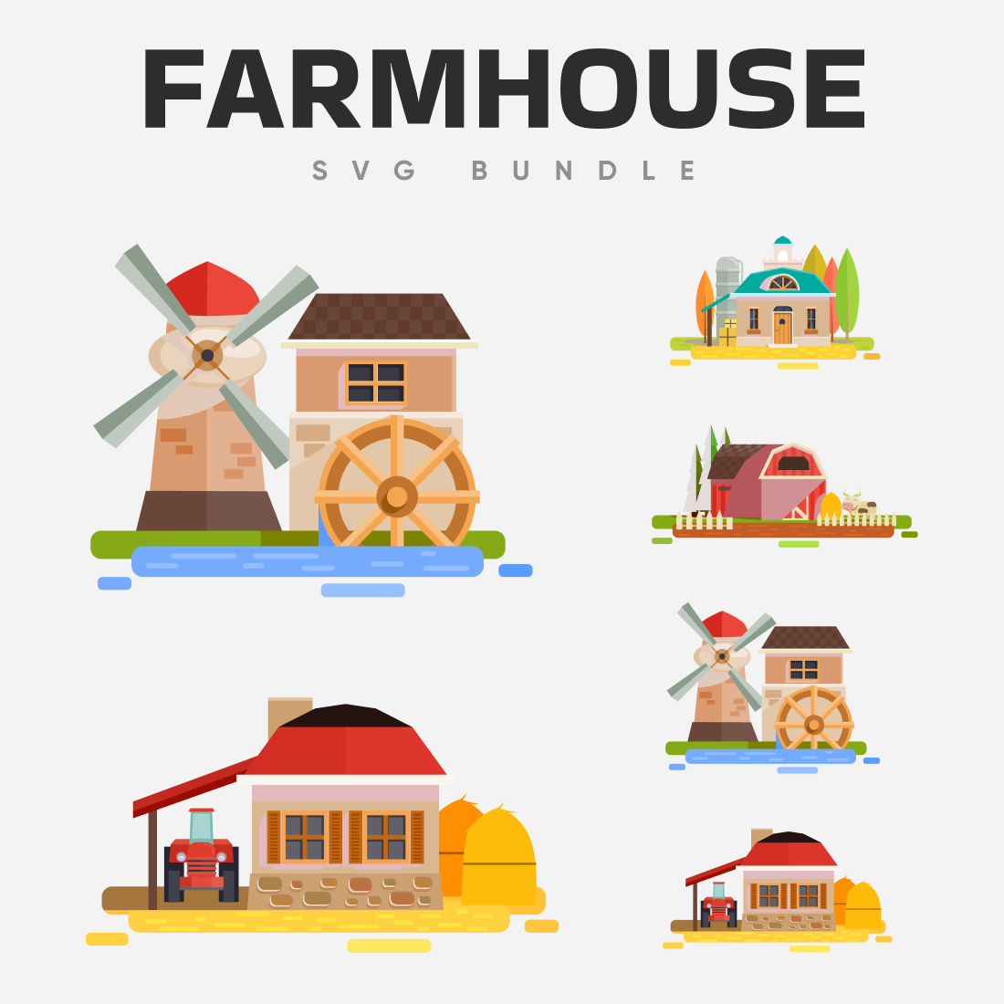 Color farmhouse SVG bundle.