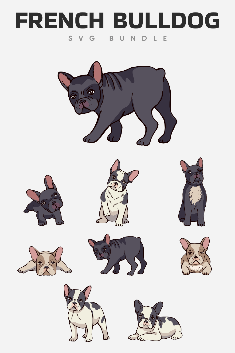 French bulldog svg bundle - animals characters.
