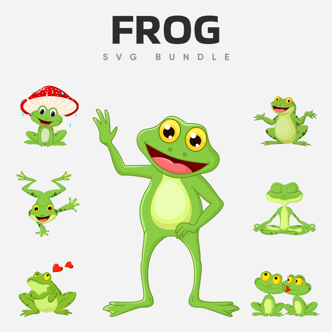 Funny frog SVG bundle.