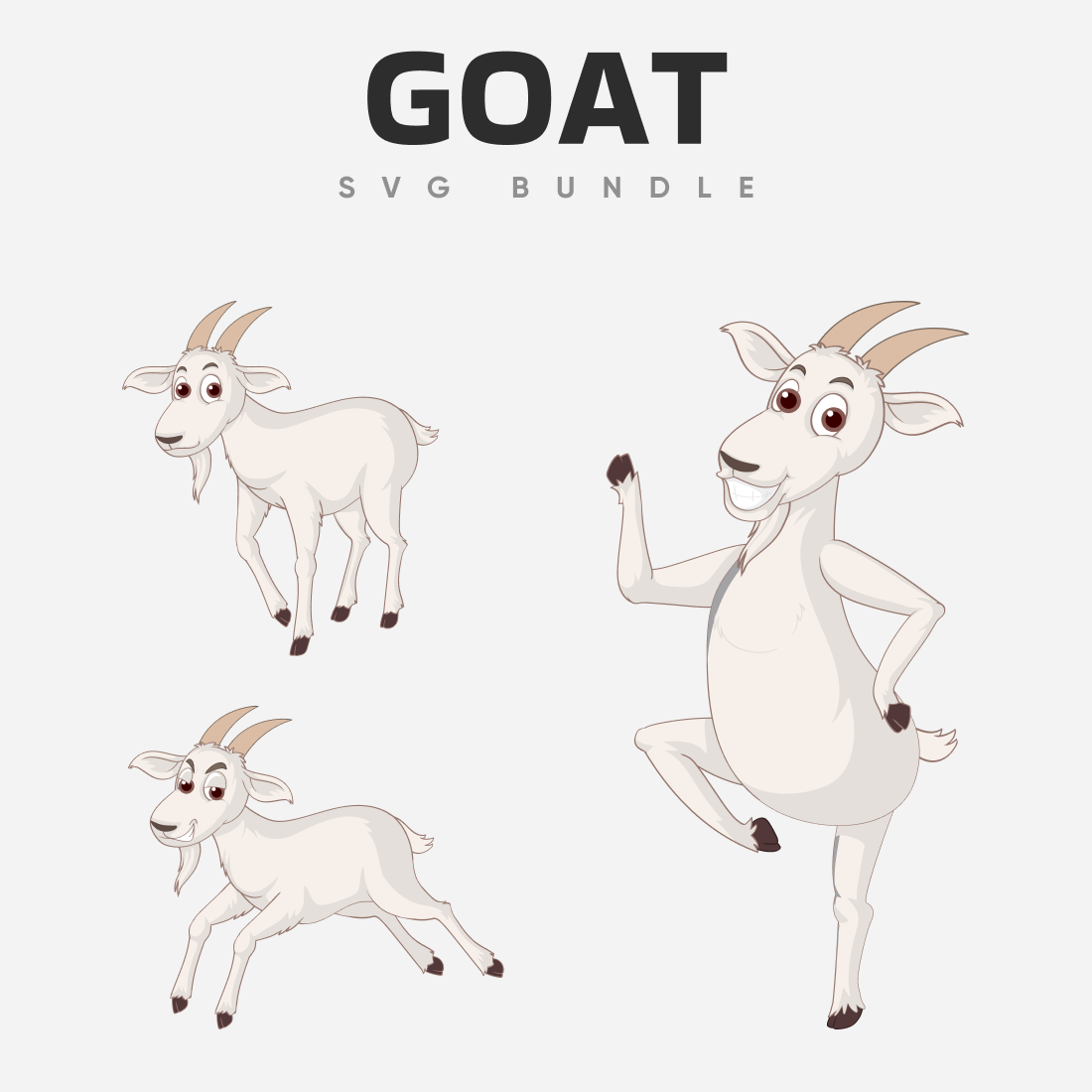 Goat is running and jumping in different poses.