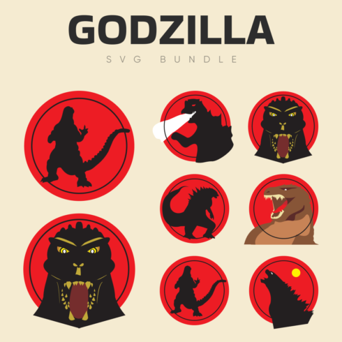 Godzilla svg bundle with different silhouettes.