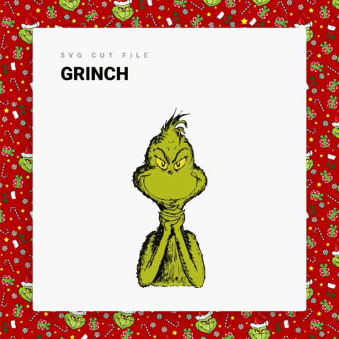 Red Christmas Frame around Grinch Picture.