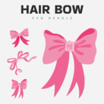 Hair bow pink svg bundle.