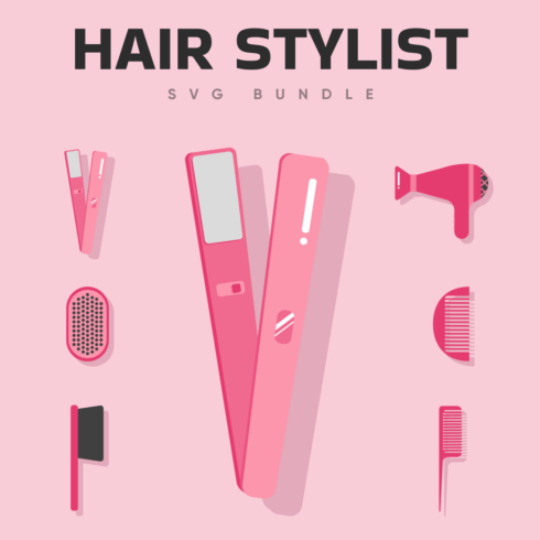 Pink color hair stylist SVG bundle.