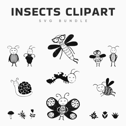Interesting insects clipart SVG.