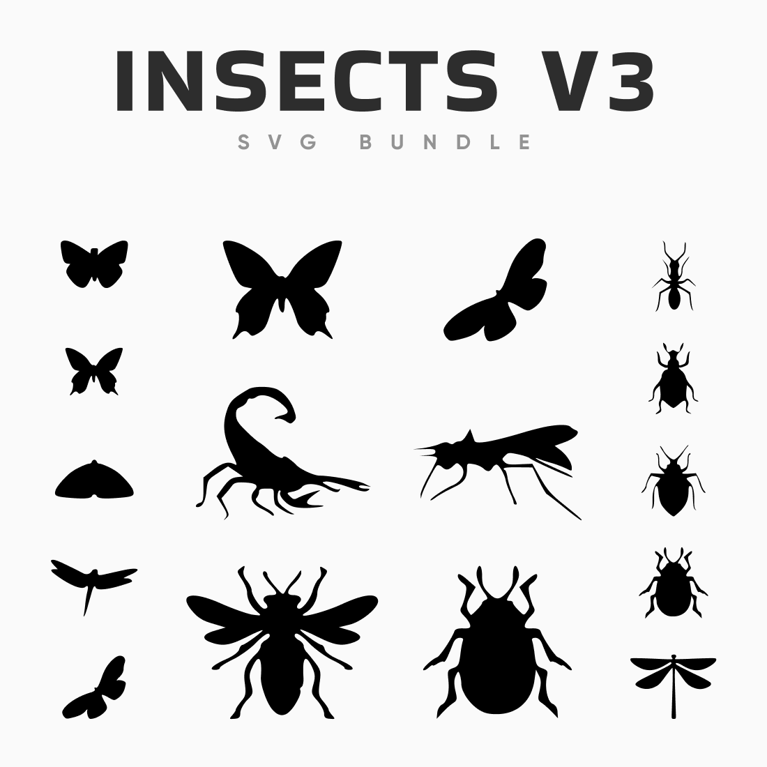 Insect silhouettes v3 svg bundle.