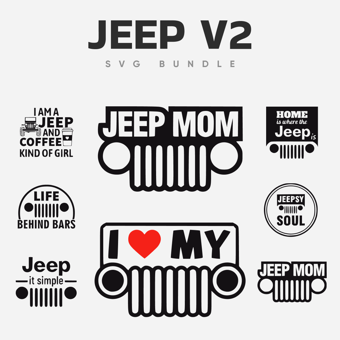 Black Mom Jeep and I Love My Jeep.