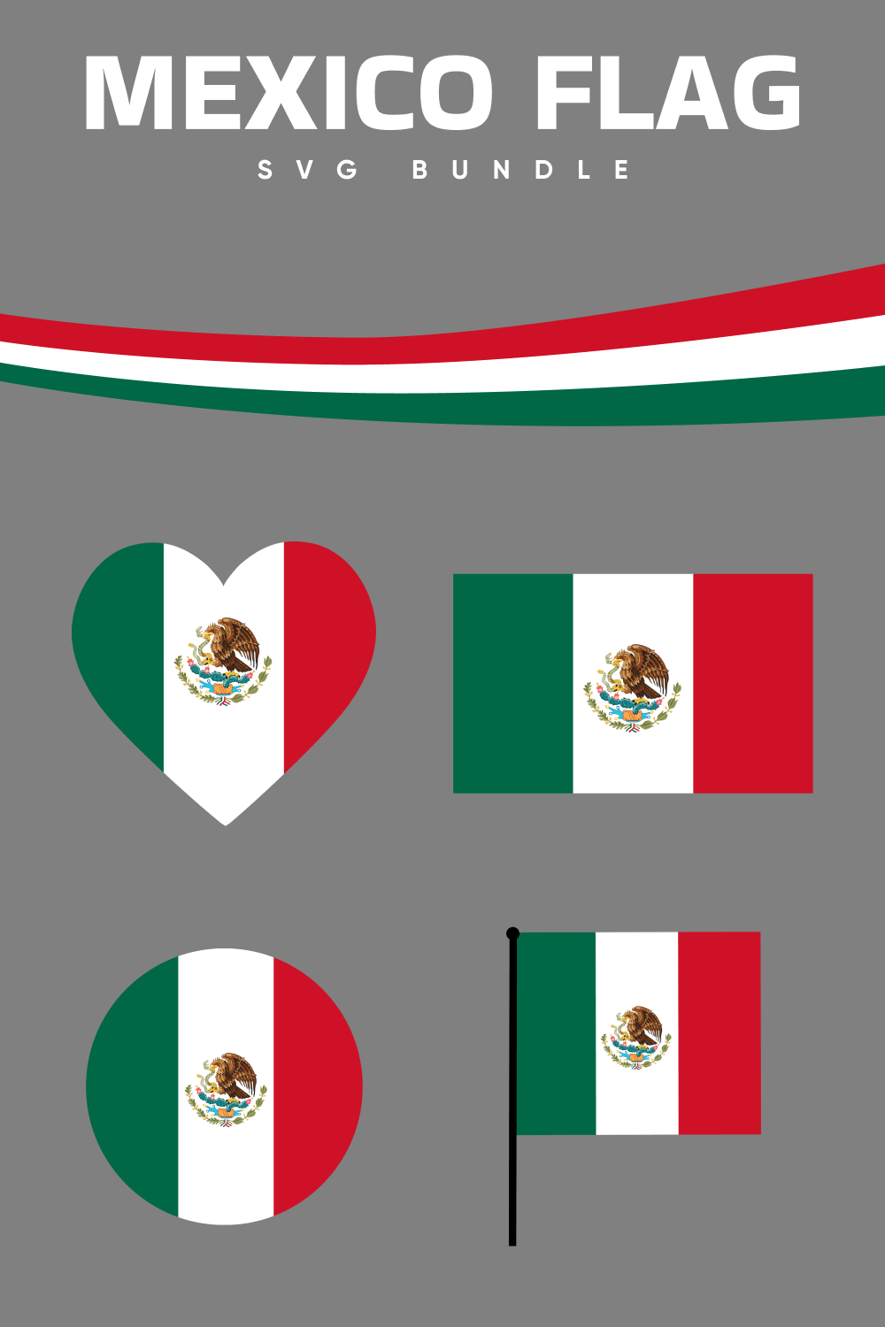 Mexico Flag in Grey Background.