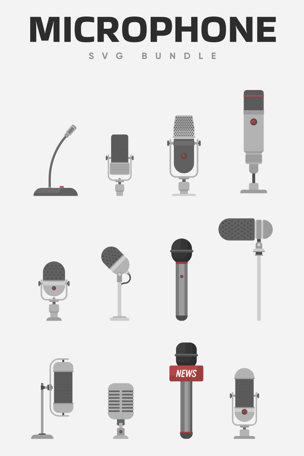 Different types of microphones.