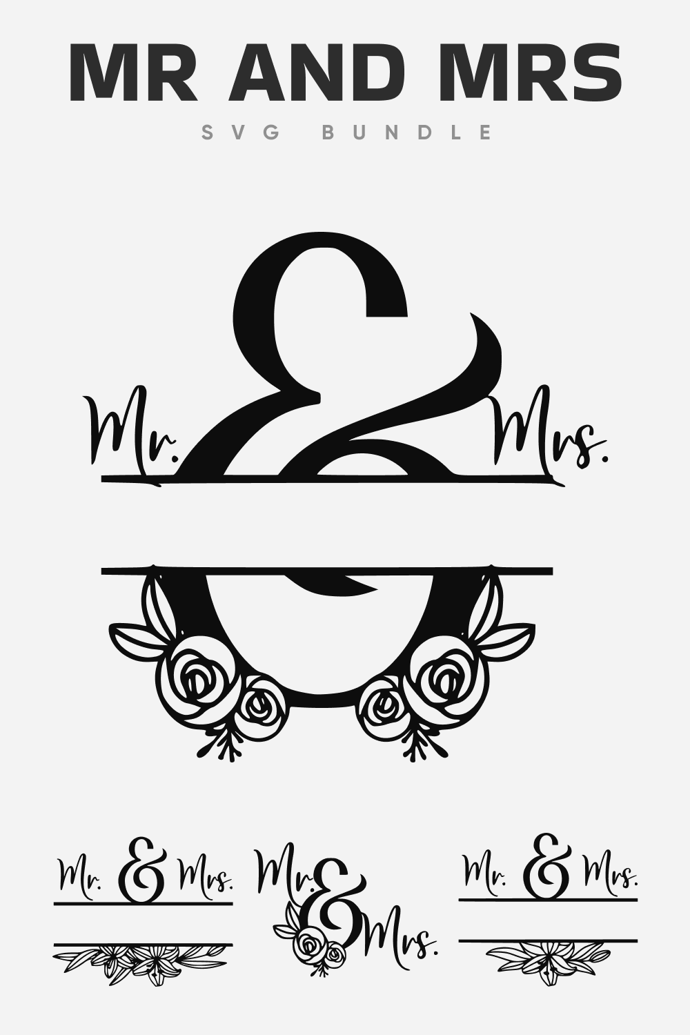 Black color mr and mrs SVG bundle.