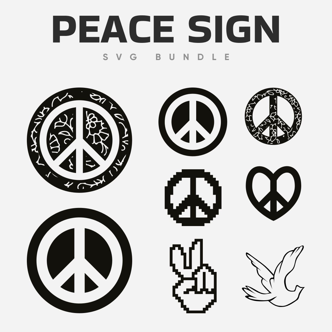 Peace sign logos SVG bundle.