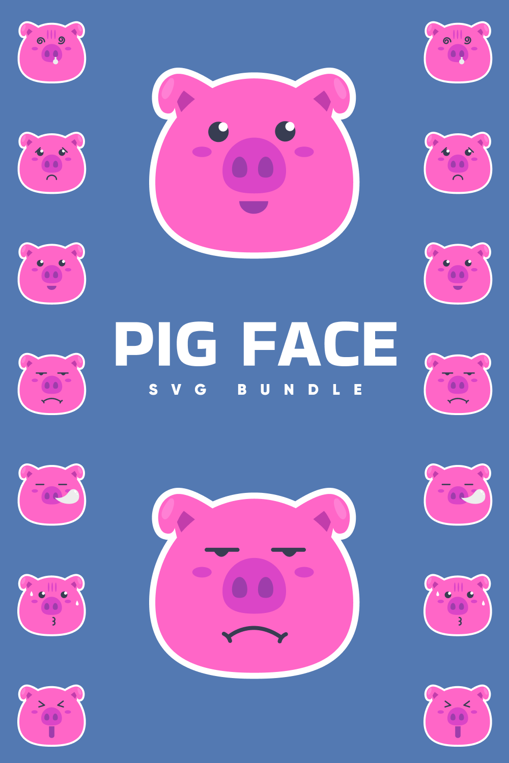 Pig face svg bundle.