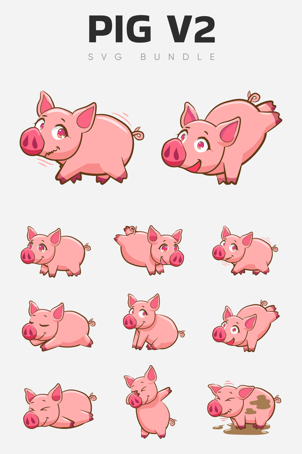 Pig 2 SVG bundle.