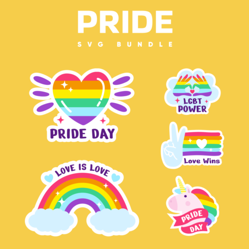 Multicolored pride SVG bundle.