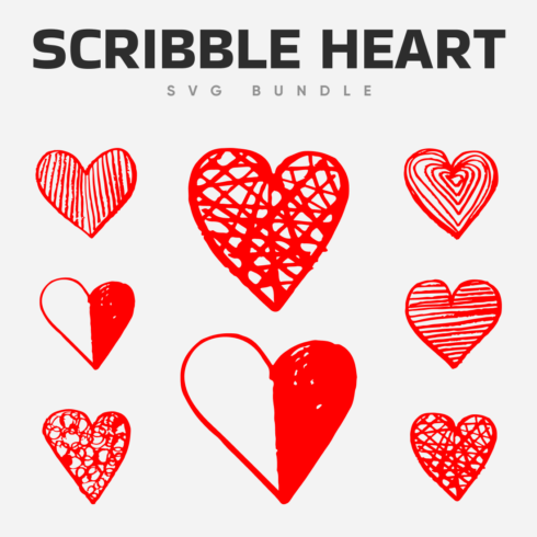 Scribble heart SVG bundle.